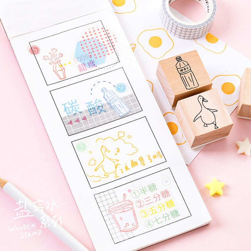 Vintage cute food Coffee plants stamp DIY wooden rubber stamps for scrapbooking stationery scrapbooking standard stamp 3x3cm