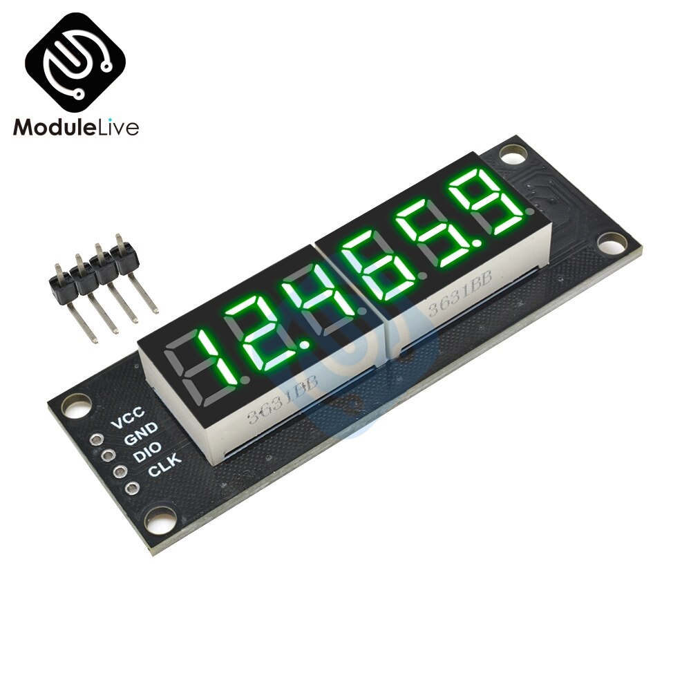 Tm1637 6 bitar 5v digital ledd displaymodul för arduino 7 segment 0.36 tum decimal klocka röd anodrör dubbel prickar modul: Tm1637 gröna