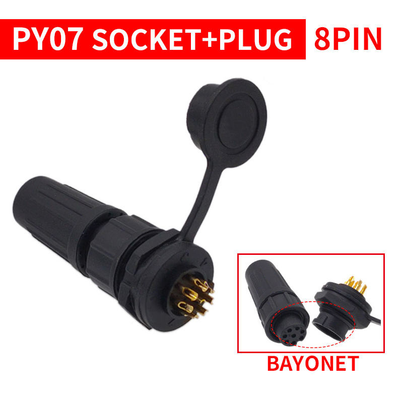 1Stck PY07 Z108 Hintern Anschlüsse Wasserdichten Stecker Kunststoff Steckdose IP67 Bajonett Gewinde 2Stift 3Stift 4Stift 5Stift 6Stift 7Stift 8Stift: Gold