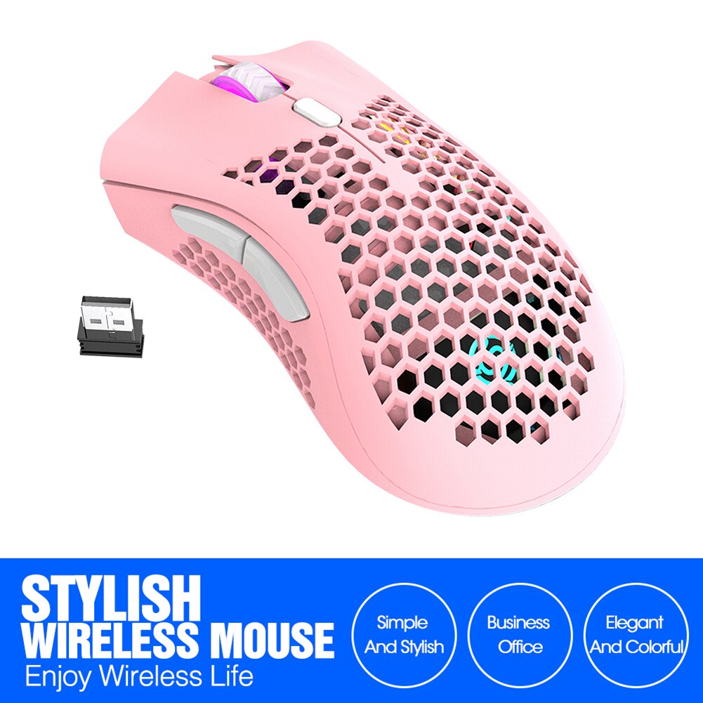 BM600 2.4GHz Wirelees Gaming Mouse 1600DPI Adjustable Honeycomb Gamer Mice 7 Buttons RGB Backlight Computer Mouse