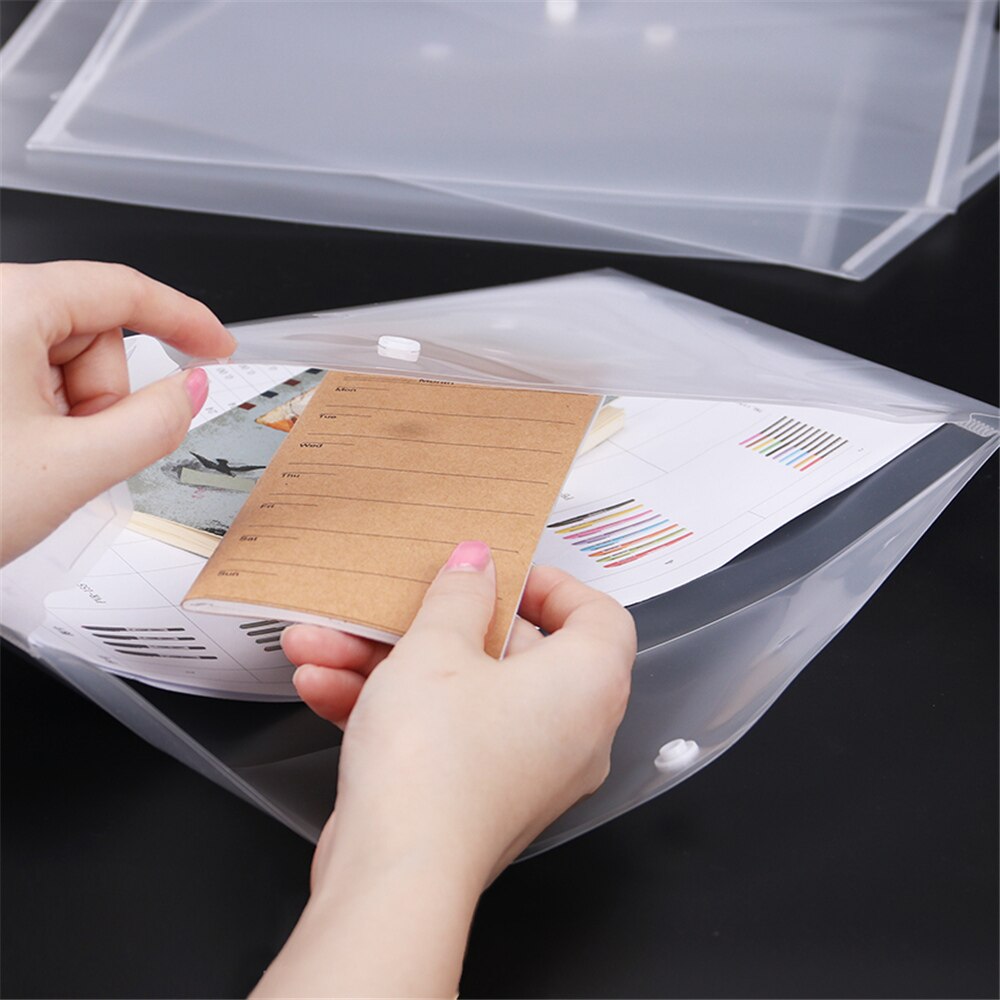 Envelope Folder With Snap Button Document Holder A4 Size For Office Transparent Waterproof