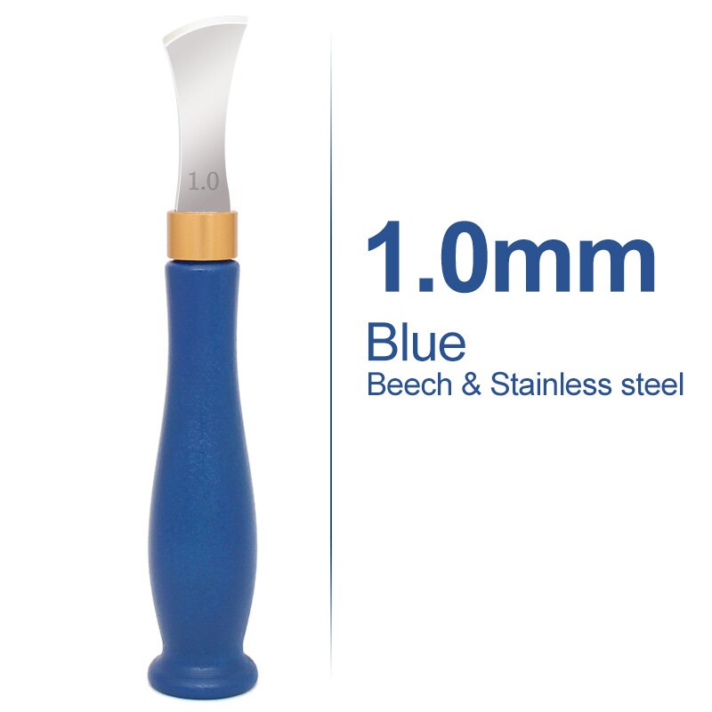 Leather Edge Creaser Tool, Stainless Steel Shallow Slot Edge Linear Marking Crimping Working Wood Handle Tools for Leather Craft: Blue 1.0mm