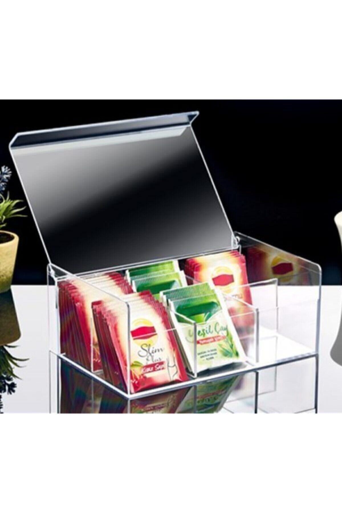 Home Office Decoration Kitchen Tea Box 6-compartment Lid Bag Herbal Tea Storage Container