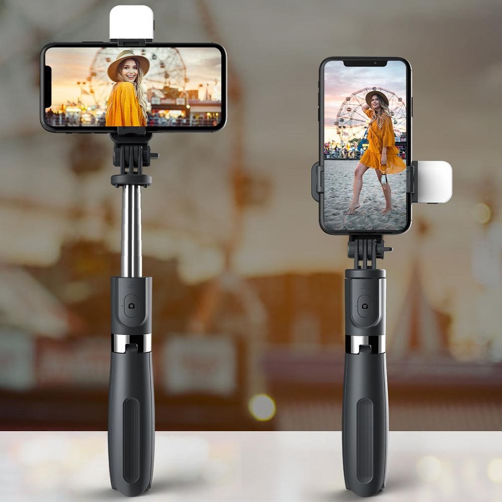 Ruzsj Opvouwbare Statief Monopod Selfie Stok Bluetooth Met Draadloze Knop Sluiter Selfie Stick Met Led Voor Ios/Android/xiaomi
