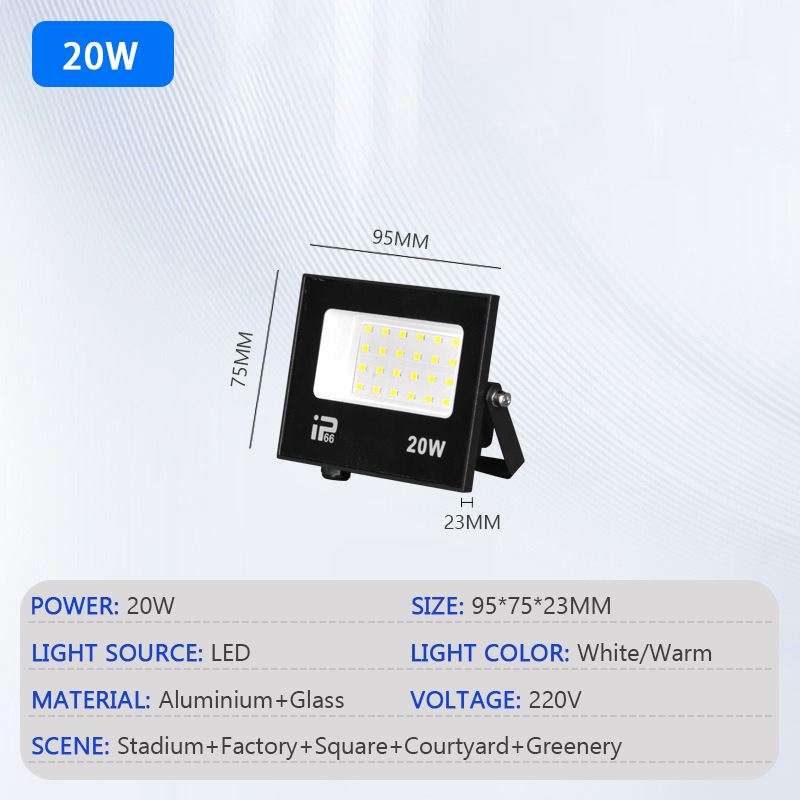 Reflector LED para exteriores IP66, foco de luz impermeable para camino, 10W, 20W, 30W, 50W, 100W, 200W, lámpara para jardín, porche y patio