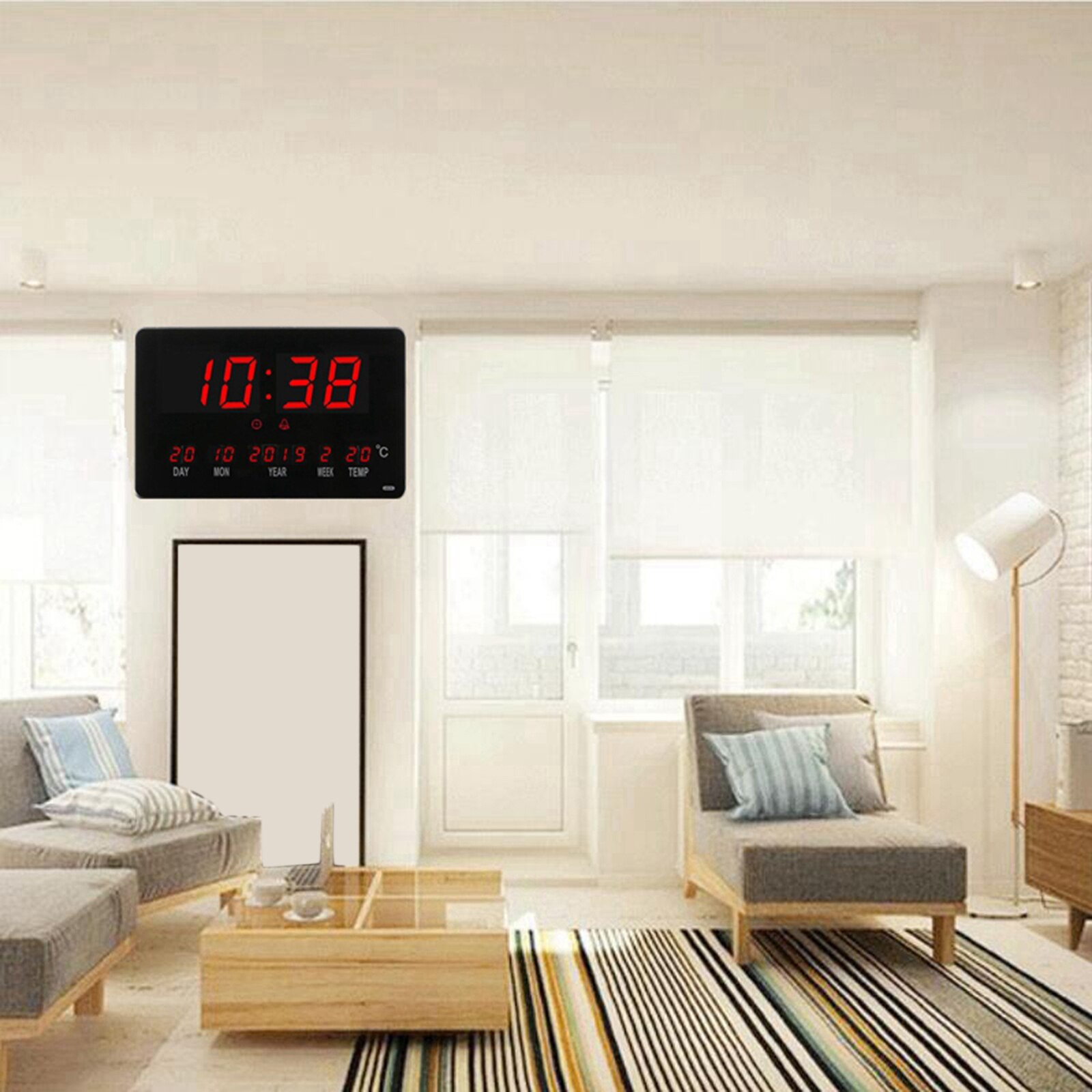 Digital Alarm Clock Desktop Wall Clock Hourly Chime for Home Office Decor