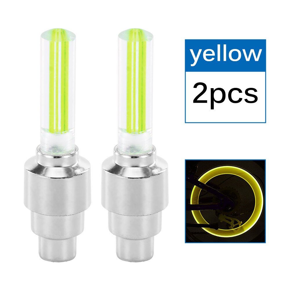 2 stücke Neon- Lichter Farbe Reifen Rad Ventil Kappe Licht LED Lampe Blitz Auto Reifen Ventil Kappen Luft Abdeckung Reifen Rand Ventil Rad Stengel Deckel: Gelb