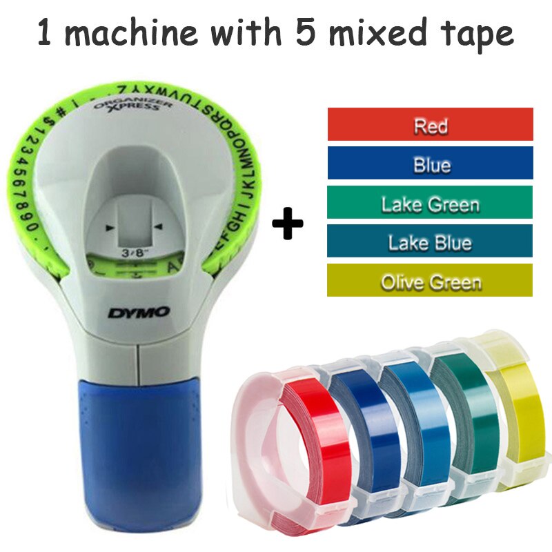 Combination of Machine and Ribbon Dymo 12965 Manual Label Maker Diy Embossing Label Printers for 9mm 3D Embossing Label Tapes: 12965 -J