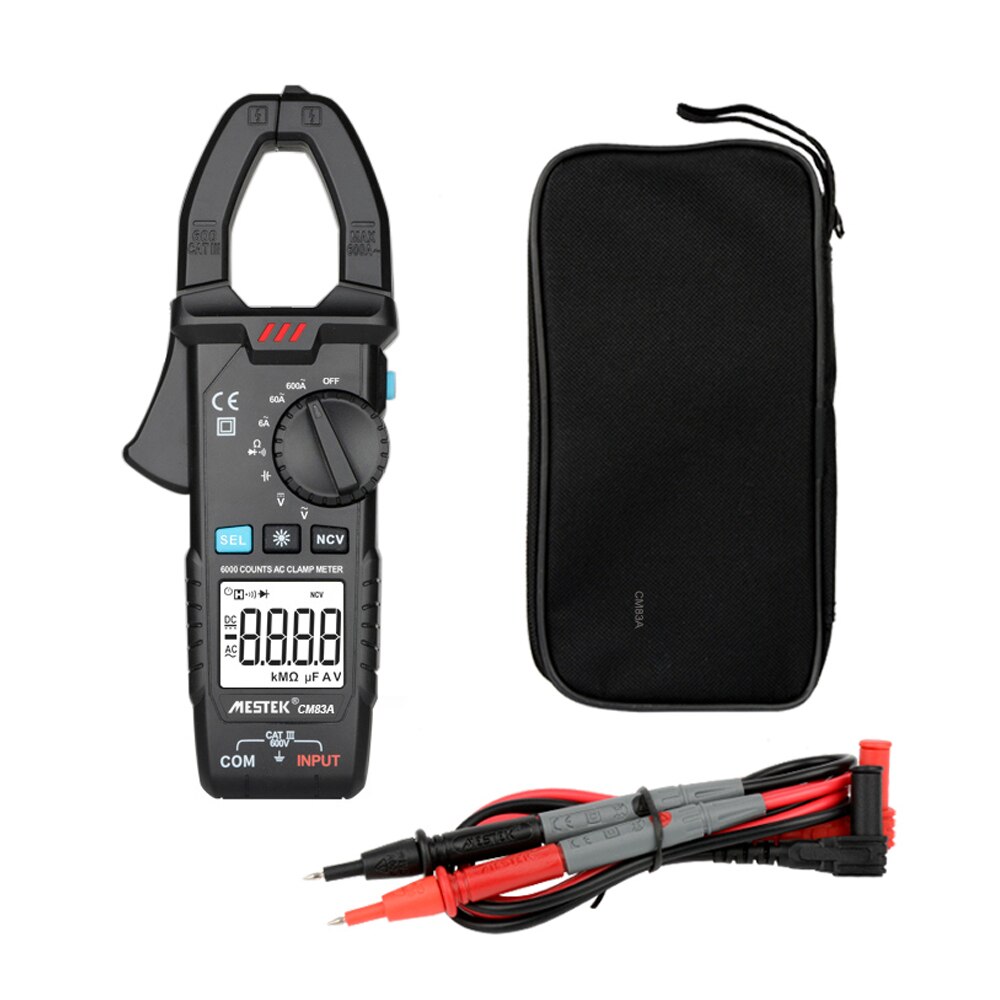 MESTEK Digital Clamp Meter 600A AC Current 600V AC/DC Voltage Capacitance Measurement Data Hold Backlight NCV Tester Multimeter: CM83A