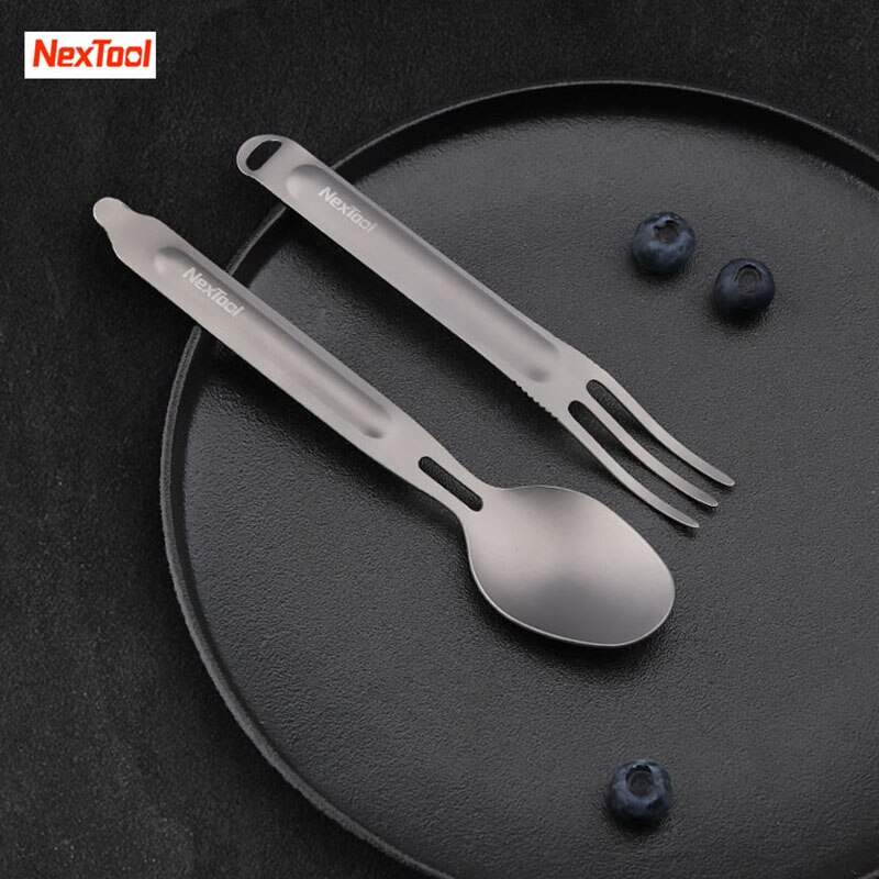 Cuillere titane Fourchette cuillere 2 en 1 Ultra-légère Réutilisable