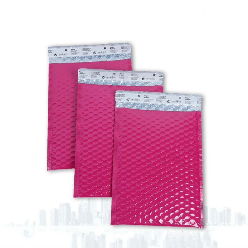 Rose Red Poly Bubble Mailer Envelopes Padded Mailing Bag Self Sealing Packaging Bag Wrap Storage Usable Space 15X13+4cm