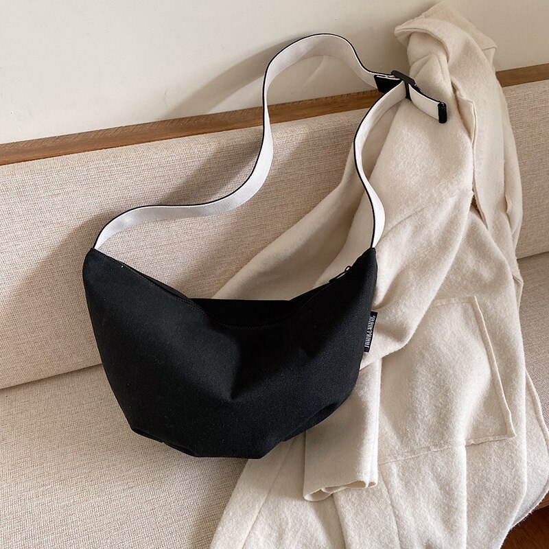 [BXX] décontracté toile Crossbody Dumplings sacs pour femmes sac à bandoulière femme sacs à main et sacs à main HJ451: black