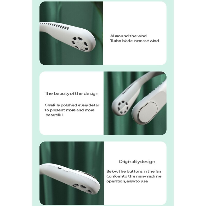 Mini leafless fan, hanging neck leafless fan, rechargeable fan, silent sports fans for home and outdoor use, portable fan