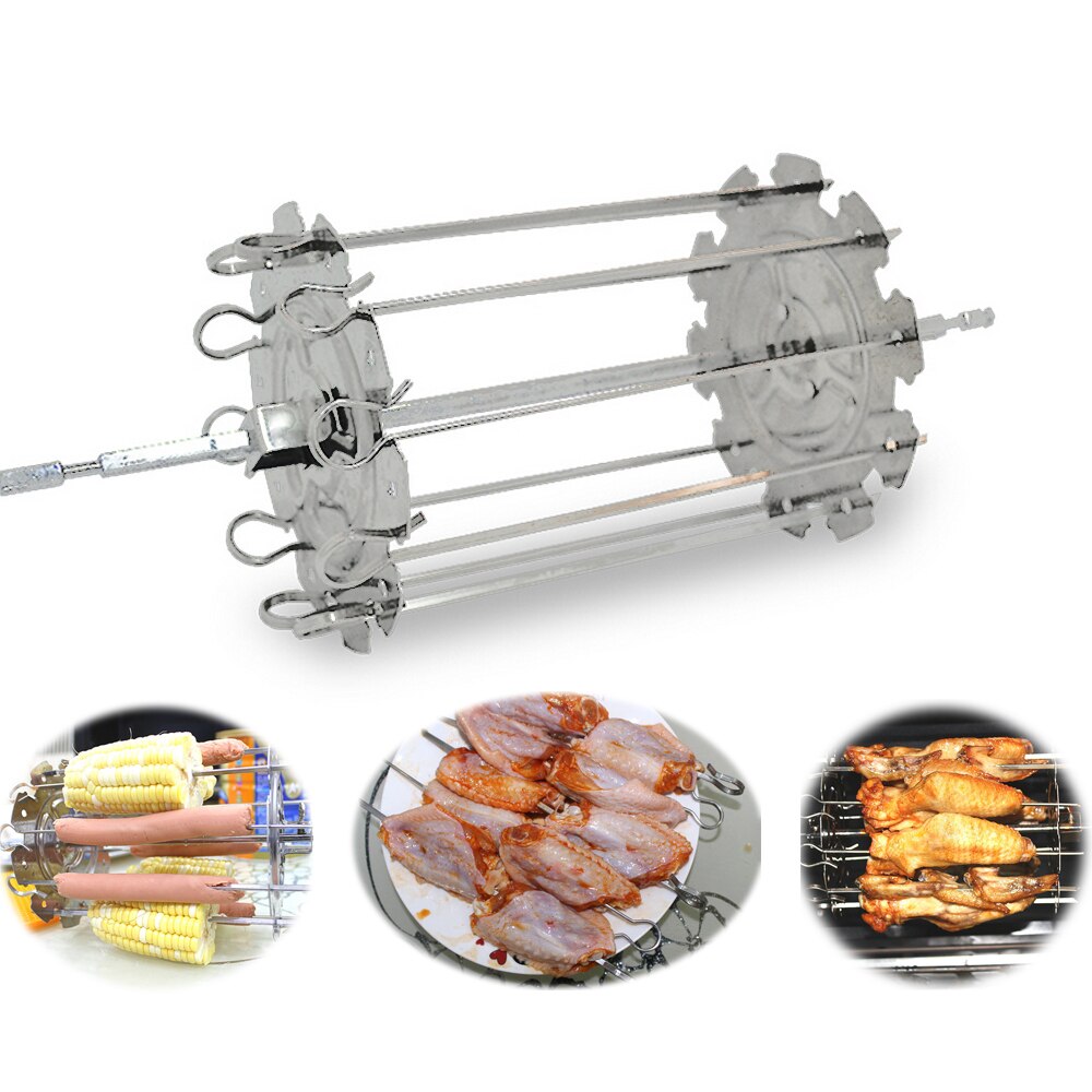 Bbq rotisserie ovn spyd stege bur roterende bagning kyllingevinger værktøj mad grade 304 rustfrit stål grill stegertromle