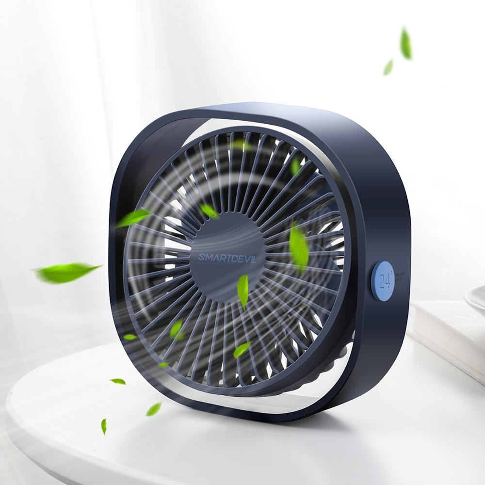 SmartDevil-Mini ventiladores de sobremesa USB ventilador de refrigeración portátil Personal de 3 velocidades con ángulo ajustable de rotación de 360 para oficina y hogar