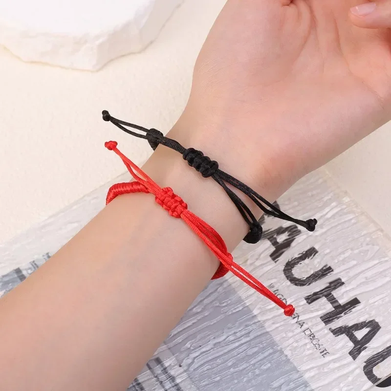 1-30 Uds. Pulseras hechas a mano de color rojo de la suerte para mujeres y hombres, pulseras con nudos de cuerda trenzada ajustable budista tibetano, pulseras de joyería,