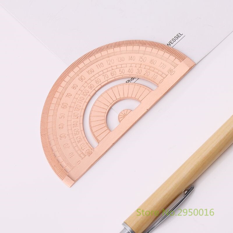 Retro Copper Protractor Ruler Semicircle Drawing Measurement Math Geometry Tool For Students Stationery School Supplies C26