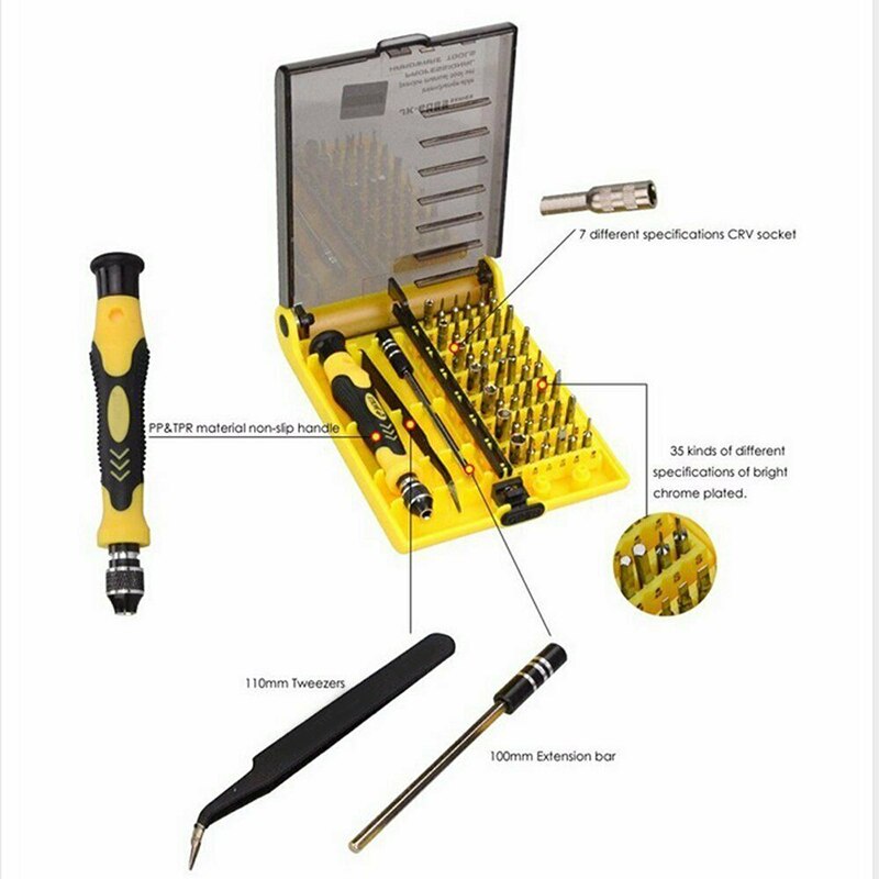 45 In 1 Schroevendraaier Set Precisie Schroevendraaier Bits Kit Onderhoud Reparatie Tool Voor Mobiele Telefoon Camera Hand Schroevendraaier Draagbare