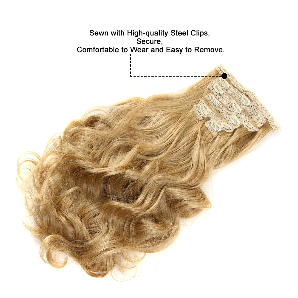 Noble Lange Synthetische Haar Clip In Hair Extension Hittebestendige Haar Ombre Body Wave Clip In Haar