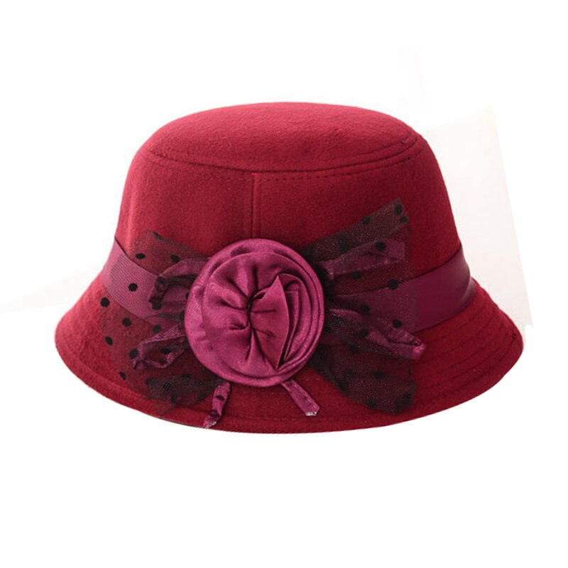 Zuivere koepelvormige wollen dames fedora dames lente winter hoeden voor vrouwen fedora's bloemen effen wol dame gorras brede rand meisjes fedora's