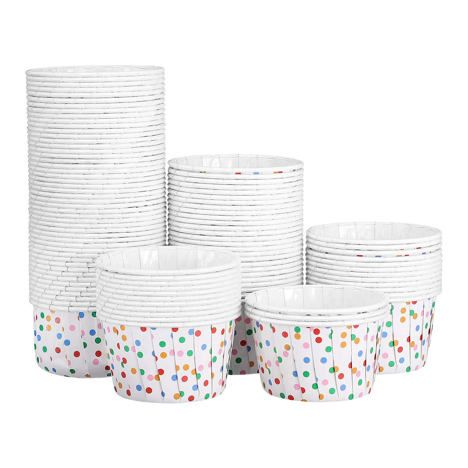 100pcs CabilockPolka Dot Paper Treat Cups Disposable Dessert Bowls for Sundae Cake Ice Cream