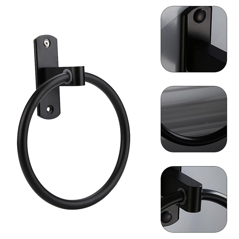2 Pack Towel Ring Hand Towel Holder for Bathroom Hand Towel Racks Wall Mount Bathroom Hardware Black