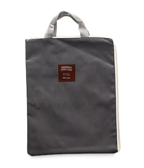 Waterproof Canvas File Folder A4 Paper Organizer Document Storage Zipper Bag Stationery Student Supplies Portable Laptop Holder: Dark Grey