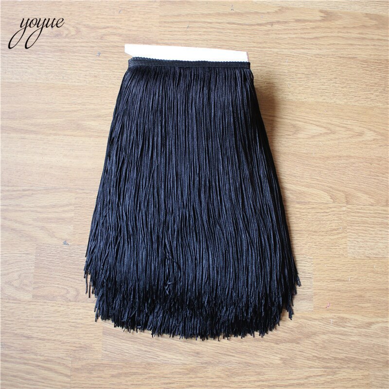 YOYUE 1 Yard 30CM Lange Kant Fringe Trim Tassel Fringe Trimmen Voor Diy Latin Jurk Stage Kleding Accessoires Kant lint: Black