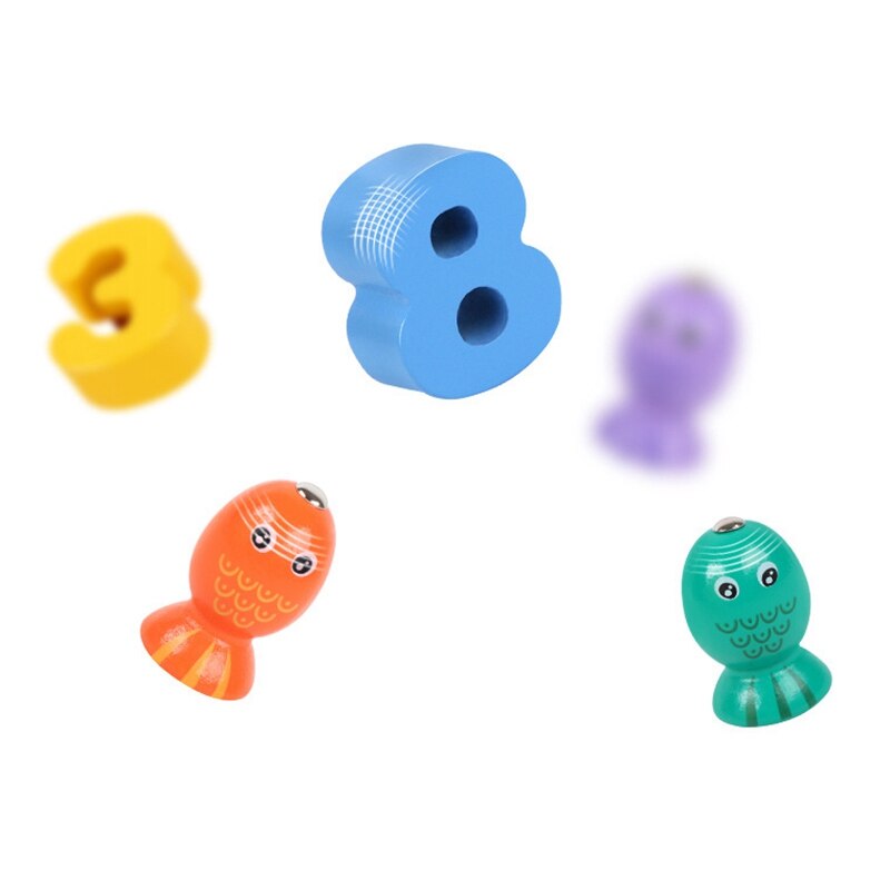 Houten Magnetische Vissen Spel, Kleur Sorteren, Vorm Blokken Matching,Math Tellen, 13In1 Voorschoolse Educatief Speelgoed Leeftijden 3 +