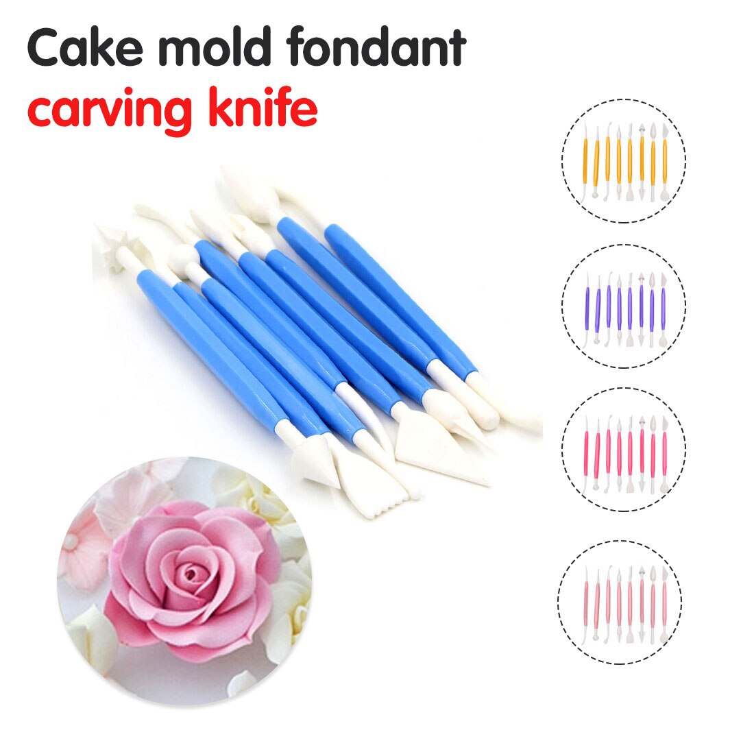 8 Stks/set Fondant Cake Decorating Modelling Gereedschap Fondant Naald Cake Gebak Carving Cutter Bloem Klei Bakken Tool