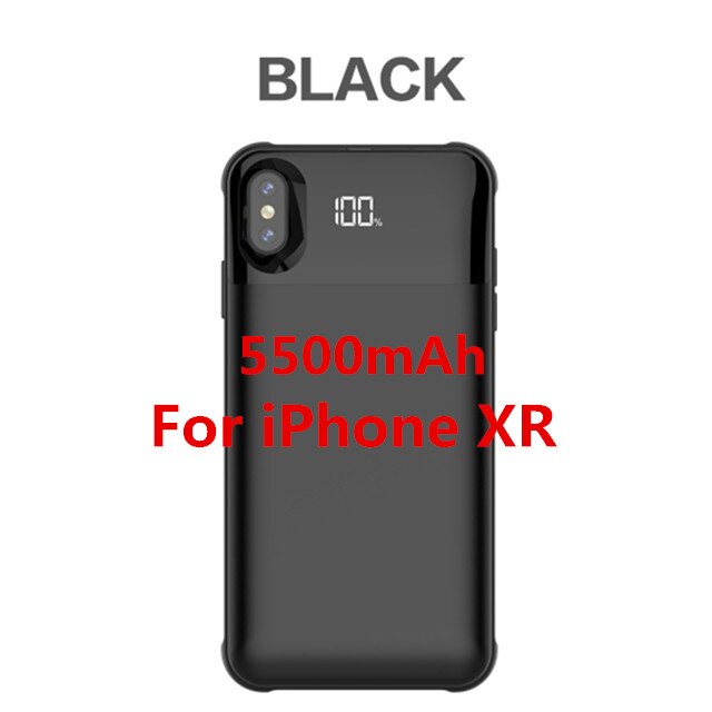 Funda magnética inalámbrica para teléfono móvil iPhone X/XS, funda con cargador portátil para móvil iPhone XR/XS Max: Black For XR