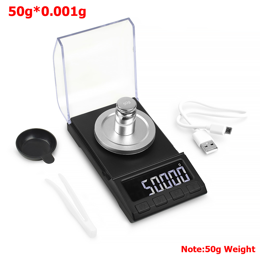 NEWACALOX 50g/100g/200g precyzyjna waga cyfrowa 0.001g waga wagi elektroniczna waga jubilerska zasilany z USB ważenie lecznicze: 8068-50G Scale