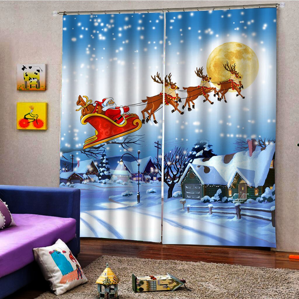 2 panel sett christma 3d vindusgardiner ambesonne jul gardiner stue soverom vindusgardiner til hjemmehotell