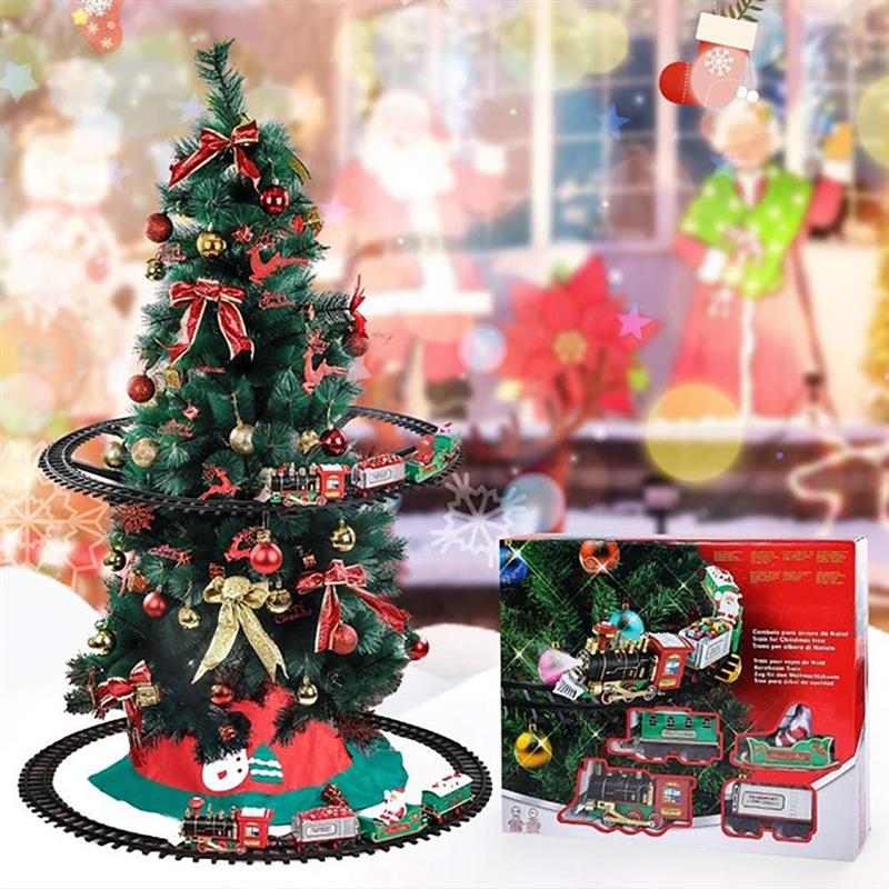 Elektrische Kerstboom Opknoping Speelgoed Trein Set Met Licht En Geluid Trein Santa &#39;S Express Levering Xmas Trein Speelgoed voor Kids