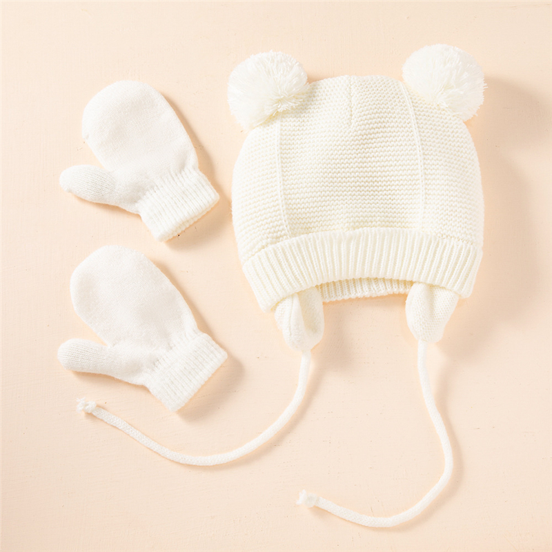 Set di 2 guanti per cappello da bambino Set di cappelli per bambini in maglia di pelliccia intrecciata a maglia solida 2021 inverno ragazzi ragazze bambini berretto cappelli per orecchie caldi: C