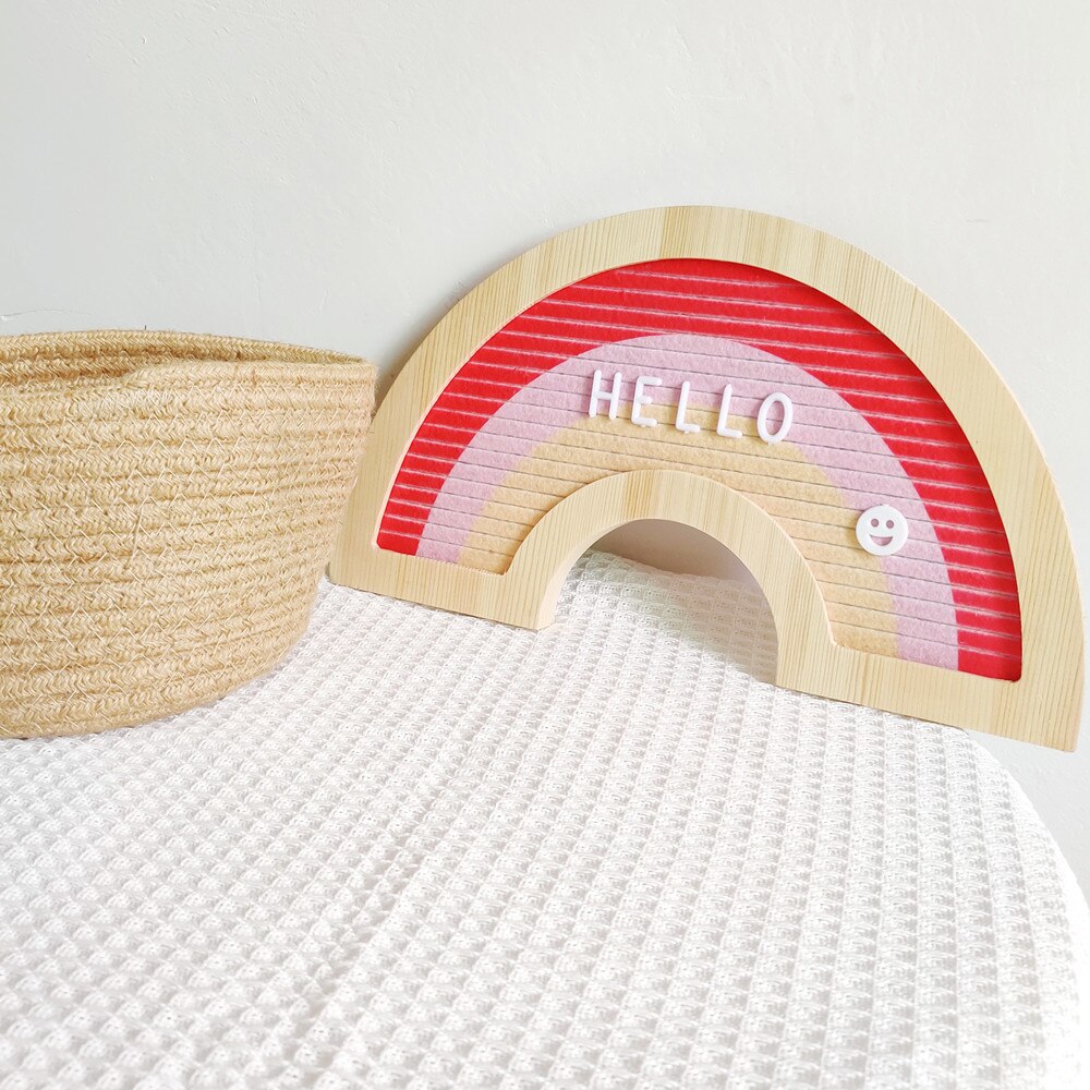 Rainbow Felt Letter Wood Message Board with 340Pcs Plastic Christmas Letters Felt Letterboard Wooden Frame Home Wall Decor