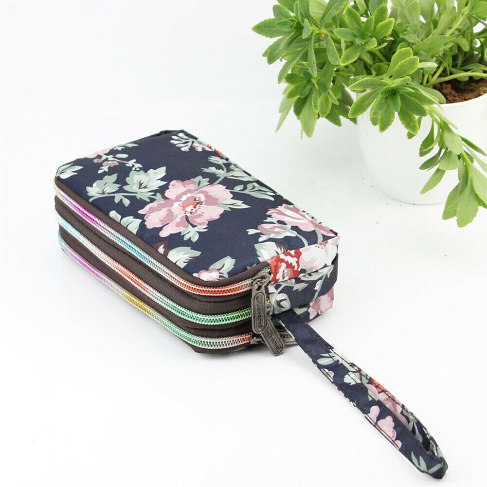 bolso de lona con estampado de 3 capas para mujer, cartera corta con cremallera de tres capas, monedero con tarjetero para tarjetas bancarias para mujer: 5