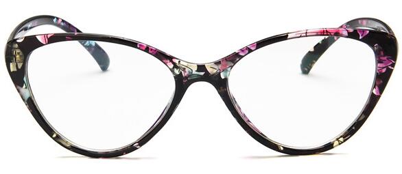 Spectacle frame cat eye Glasses frame clear lens Women Red black Eyewear optical frames myopia nerd black purpl eyeglasses: black flower