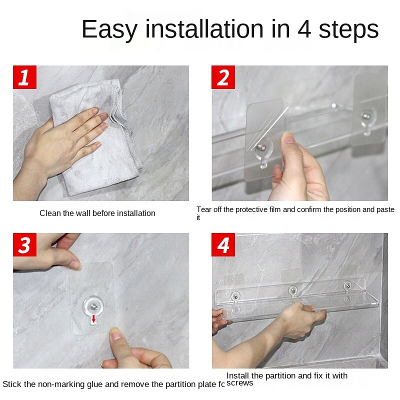 Acrylic Shelf Wall-mounted Partition Without Punching Wall Kitchen Bathroom Transparent Panels Shelves for Wall Mounted Shelf