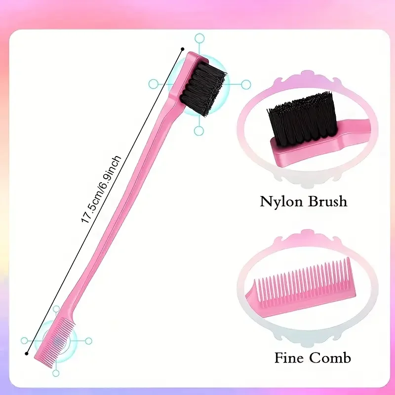5 unids/set cepillo para desenredar el cabello, cepillo para peluca rosa, peine de cola de rata curvada, cepillo para el cabello con borde, cepillo para el cabello rizado, suministros de peluquería