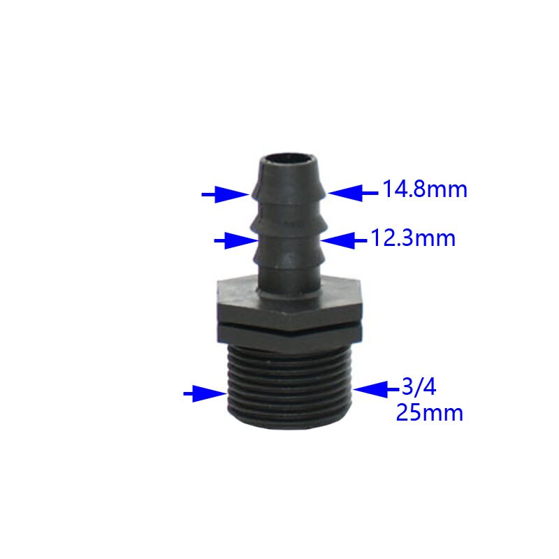Male 1/2 3/4 to 16mm 20mm 25mm Garden Hose Water Connector Tap to 1/2 3/4 Hose Tap Fittings 3pcs: 3I4 TO 16