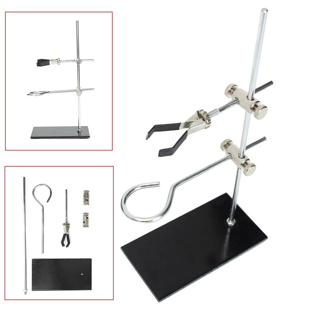 30cm High Retort Stands Support Iron Stand Clamp Flask Lab Stand Set Lab Bracket Laboratory Supports School Education Equipment