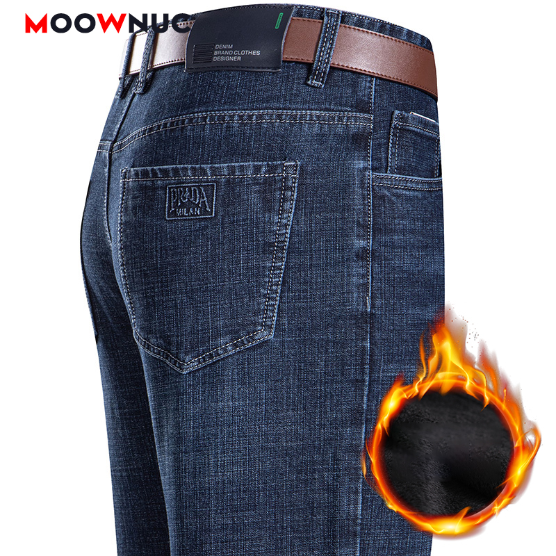 Denim Trousers Male Autumn Jean For Men Pant Sweatpant Casual Plus Size Washed Full-Length Spring Fit Thick MOOWNUC