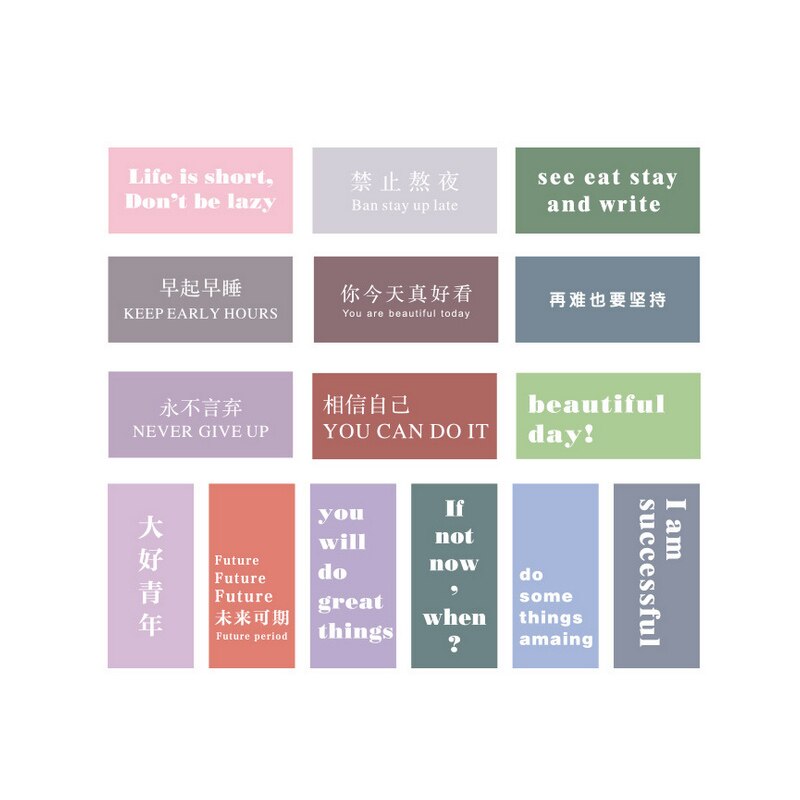 15 Sheets Inspirational Words Ins Wall Decorative Card Greeting Postcard Birthday Card Stationery School Supplies: 02