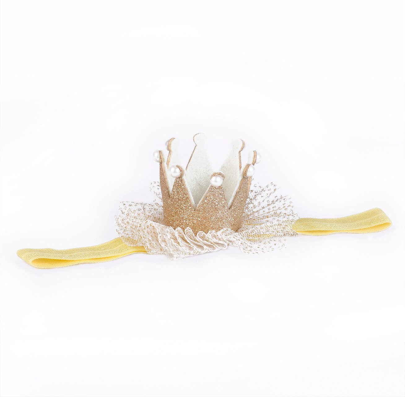 Kerst Hoofdbanden Baby Meisjes Zoete Bloem Haarband Zachte Hoofdband Tiara Haaraccessoires Grenadine Crown Baby Haarband: Geel