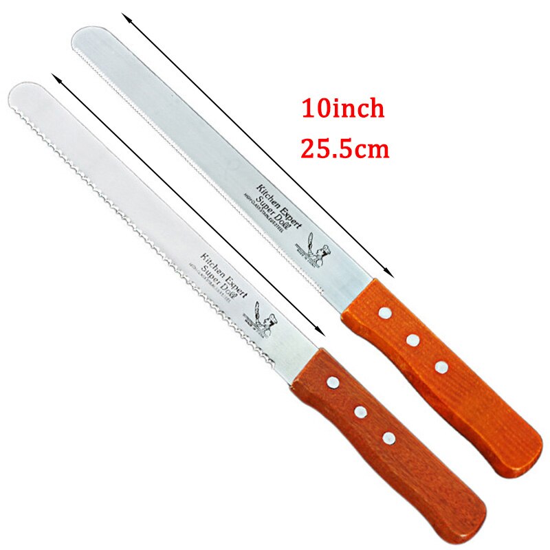 Rustfritt stål brødkniv sag kake skjæreverktøy baking toast kniv grov tann fin tann kake sag kniv snack dessert skjærer