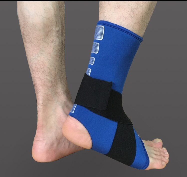 1 st sportsäkerhet fotled stöd starkt fotled bandage elastiskt stag skydd stöd sport gym fotinpackning skydd: Blå / L