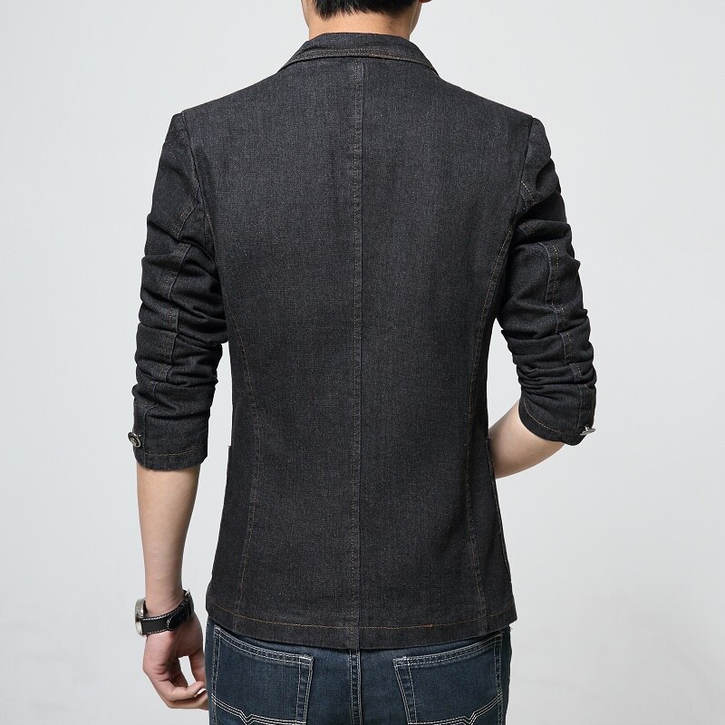 MOGU hommes veste printemps nouveauté Denim Blazer Jean manteau pour homme jolie pochette Slim Fit asiatique taille Blazer hommes