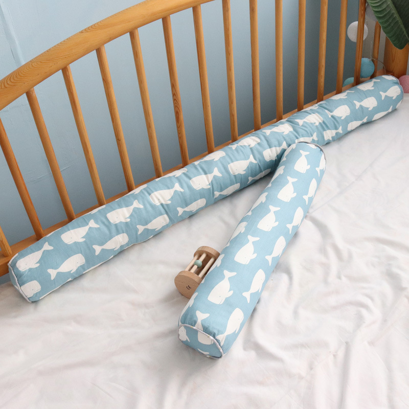 Katoenen Baby Slapen Lange Kussen Rond Kussen Wieg Nest Bumper Nachtkastje Protector Pasgeboren Baby Cot Versieren Bed Omtrek: 60x10cm  7