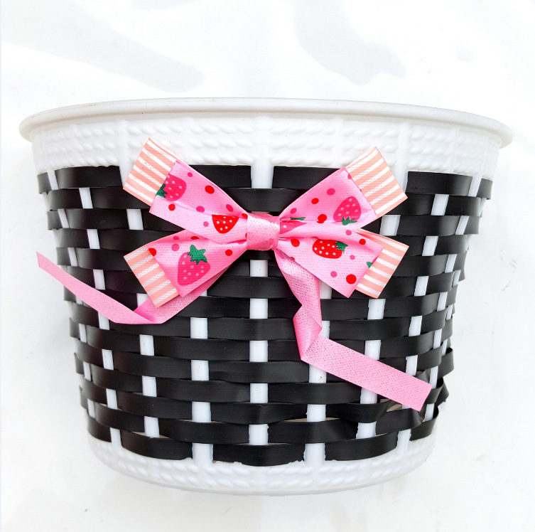 Cesta de bicicleta para niños, triciclo, Scooter, cesta para manillar, almacenamiento, portador frontal, bolsa con lazo de plástico, bolsa de ciclismo para niños: Negro